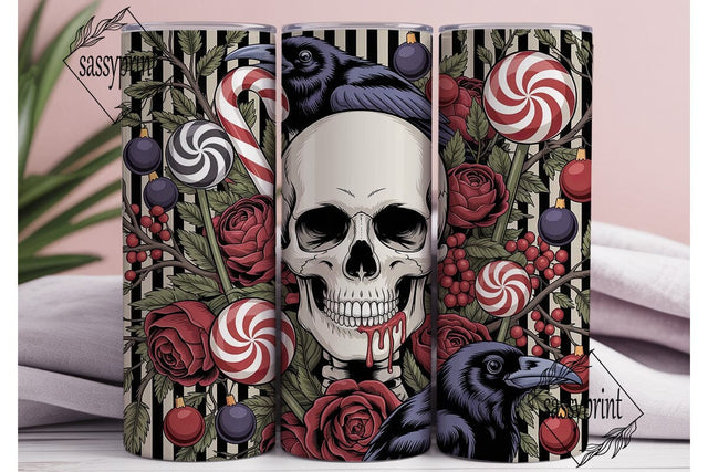 Gothic Candy Skull Tumbler Wrap PNG Sublimation sassyprint 