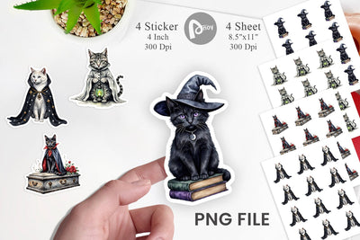 Gothic Catloween Sticker Sublimation artnoy 