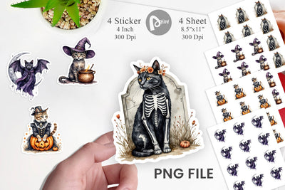 Gothic Catloween Sticker Sublimation artnoy 