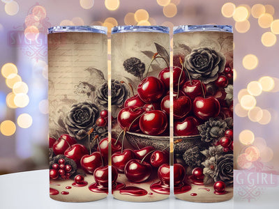 Gothic Cherry Blossom 20oz Tumbler, Dark Cherry Blossom Design, Elegant Gothic PNG, 20oz Floral Sublimation, Dark Aesthetic Tumbler Wrap, Gothic Blossom PNG, Stylish Dark Floral Design Sublimation SvggirlplusArt 