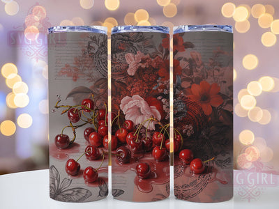 Gothic Cherry Blossom 20oz Tumbler, Dark Cherry Blossom Design, Elegant Gothic PNG, 20oz Floral Sublimation, Dark Aesthetic Tumbler Wrap, Gothic Blossom PNG, Stylish Dark Floral Design Sublimation SvggirlplusArt 