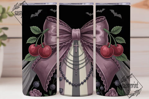 Gothic Cherry Bow 20oz Tumbler Wrap Sublimation sassyprint 