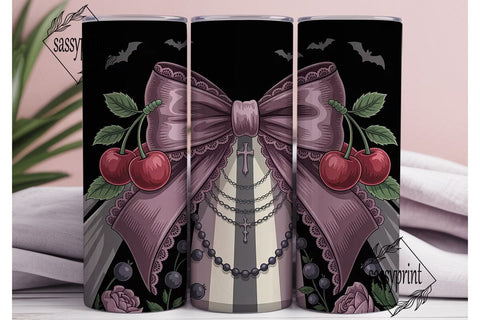 Gothic Cherry Bow 20oz Tumbler Wrap Sublimation sassyprint 