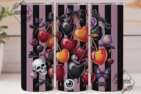 Gothic Cherry Tumbler Wrap Sublimation sassyprint 