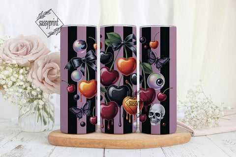 Gothic Cherry Tumbler Wrap Sublimation sassyprint 
