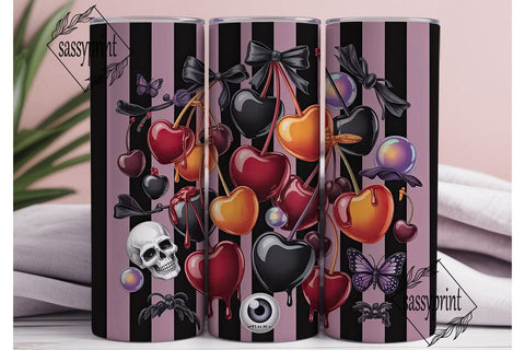 Gothic Cherry Tumbler Wrap Sublimation sassyprint 