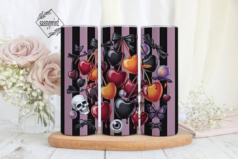 Gothic Cherry Tumbler Wrap Sublimation sassyprint 
