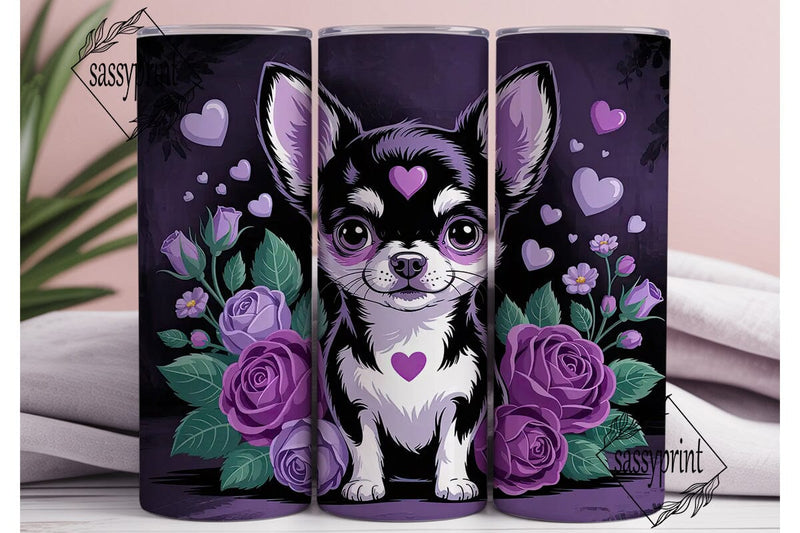 Gothic Chihuahua 20oz Tumbler Wrap Sublimation sassyprint 