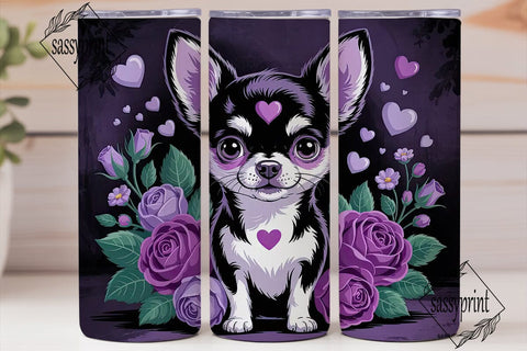 Gothic Chihuahua 20oz Tumbler Wrap Sublimation sassyprint 