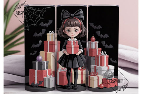 Gothic Christmas Anime Girl 20oz Tumbler Sublimation sassyprint 