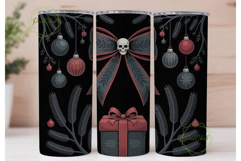 Gothic Christmas Bow 20oz Tumbler Wrap Sublimation PixelChick 