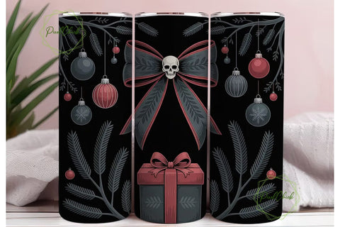 Gothic Christmas Bow 20oz Tumbler Wrap Sublimation PixelChick 