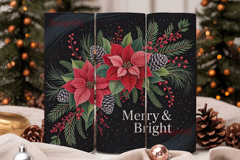 Gothic Christmas Floral 20oz Tumbler Sublimation DesignSVG 