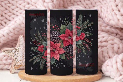 Gothic Christmas Floral 20oz Tumbler Sublimation DesignSVG 