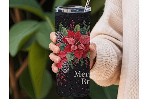 Gothic Christmas Floral 20oz Tumbler Sublimation DesignSVG 
