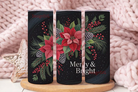Gothic Christmas Floral 20oz Tumbler Sublimation DesignSVG 