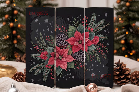 Gothic Christmas Floral 20oz Tumbler Sublimation DesignSVG 