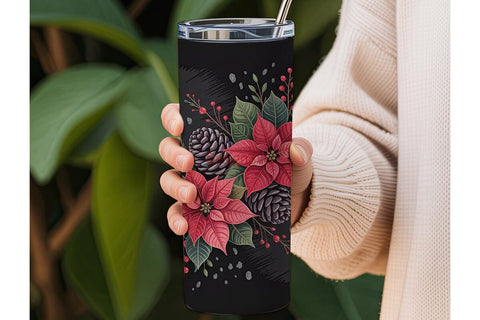 Gothic Christmas Floral 20oz Tumbler Sublimation DesignSVG 
