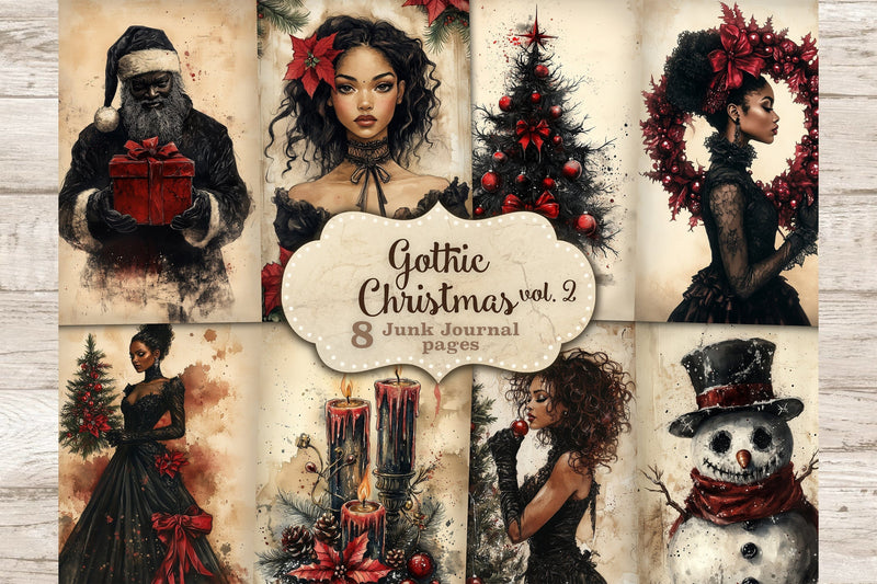 Gothic Christmas Junk Journal Kit | Xmas Scrapbook Paper SVG GlamArtZhanna 