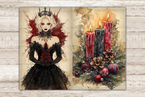 Gothic Christmas Junk Journal Pages | Vintage Journal Cards SVG GlamArtZhanna 