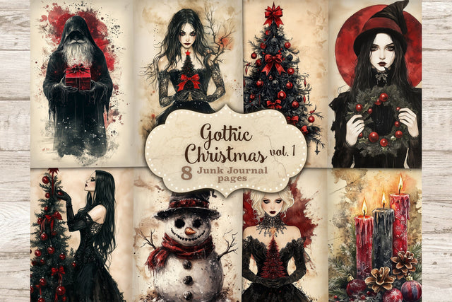 Gothic Christmas Junk Journal Pages | Vintage Journal Cards SVG GlamArtZhanna 