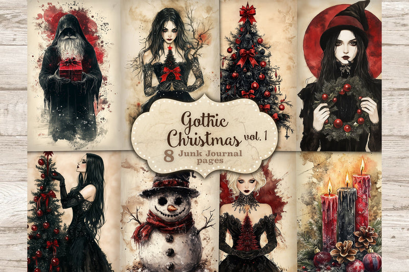 Gothic Christmas Junk Journal Pages | Vintage Journal Cards SVG GlamArtZhanna 