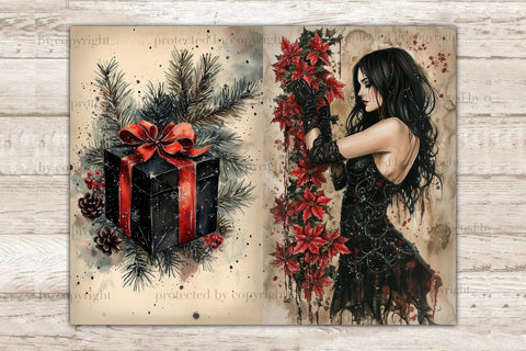 Gothic Christmas Junk Journal Pages | Vintage Journal Cards SVG GlamArtZhanna 