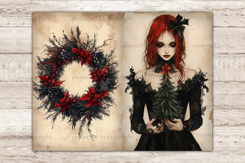 Gothic Christmas Junk Journal Pages | Vintage Journal Cards SVG GlamArtZhanna 