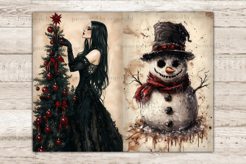 Gothic Christmas Junk Journal Pages | Vintage Journal Cards SVG GlamArtZhanna 