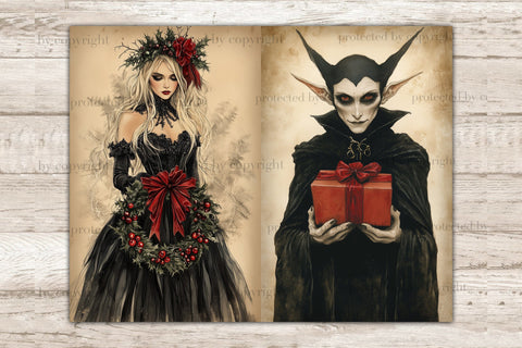 Gothic Christmas Junk Journal Pages | Vintage Journal Cards SVG GlamArtZhanna 
