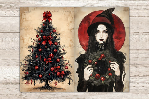 Gothic Christmas Junk Journal Pages | Vintage Journal Cards SVG GlamArtZhanna 
