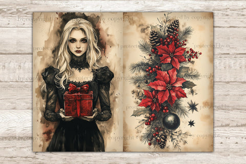 Gothic Christmas Junk Journal Pages | Vintage Journal Cards SVG GlamArtZhanna 