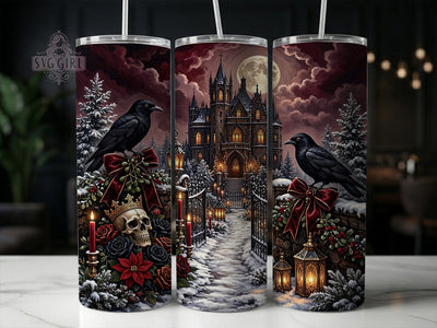 Gothic Christmas Raven 20oz Tumbler, Gothic Christmas, Christmas Raven, Gothic Raven, Raven Tumbler, Gothic Tumbler, 20oz Tumbler Wrap, Christmas Raven PNG Sublimation SvggirlplusArt 
