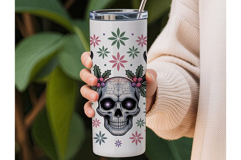 Gothic Christmas Skull 20oz Tumbler Wrap Sublimation DesignSVG 