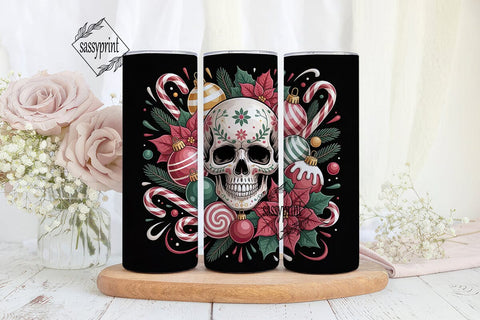 Gothic Christmas Skull 20oz Tumbler Wrap Sublimation sassyprint 