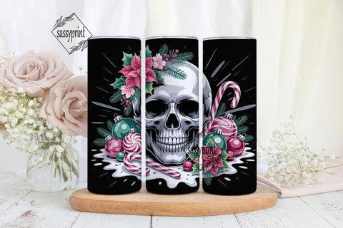 Gothic Christmas Skull 20oz Tumbler Wrap Sublimation sassyprint 
