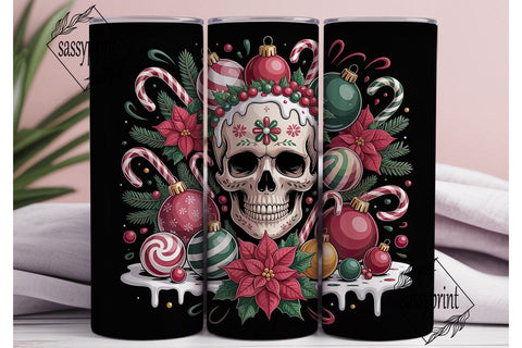 Gothic Christmas Skull 20oz Tumbler Wrap Sublimation sassyprint 