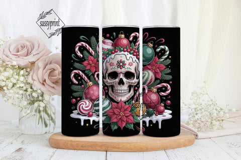 Gothic Christmas Skull 20oz Tumbler Wrap Sublimation sassyprint 