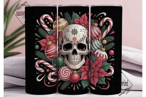 Gothic Christmas Skull 20oz Tumbler Wrap Sublimation sassyprint 