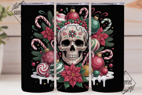 Gothic Christmas Skull 20oz Tumbler Wrap Sublimation sassyprint 