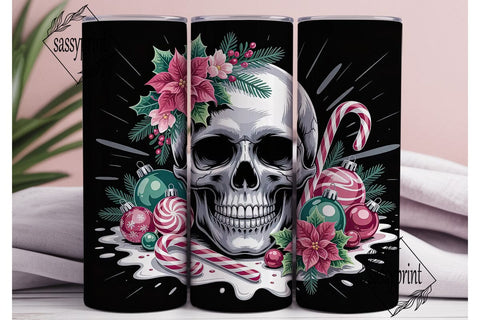 Gothic Christmas Skull 20oz Tumbler Wrap Sublimation sassyprint 