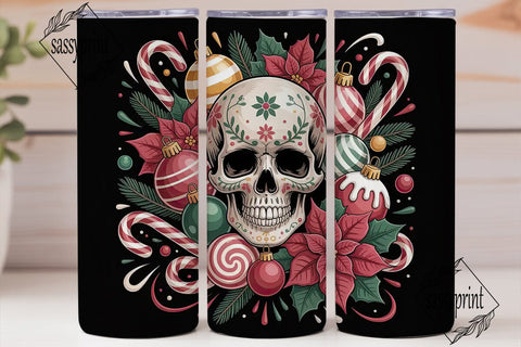 Gothic Christmas Skull 20oz Tumbler Wrap Sublimation sassyprint 