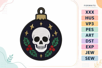 Gothic Christmas Skull Bauble Ornament Machine Embroidery Design Embroidery/Applique DESIGNS sg embroidery 