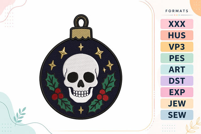 Gothic Christmas Skull Bauble Ornament Machine Embroidery Design Embroidery/Applique DESIGNS sg embroidery 