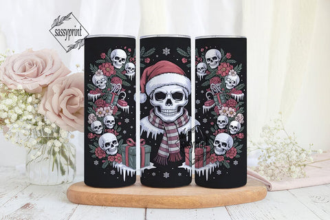 Gothic Christmas Skull Snowman Tumbler Sublimation sassyprint 