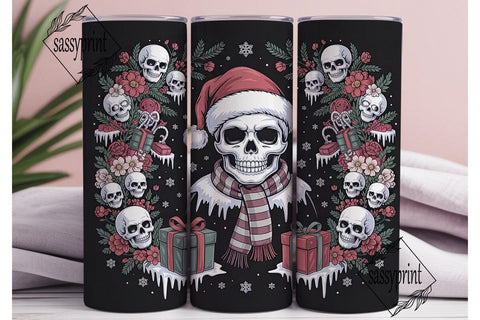 Gothic Christmas Skull Snowman Tumbler Sublimation sassyprint 