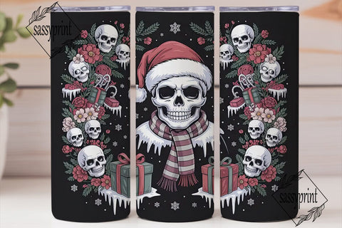 Gothic Christmas Skull Snowman Tumbler Sublimation sassyprint 