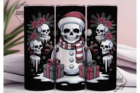 Gothic Christmas Skull Snowman Tumbler Sublimation sassyprint 