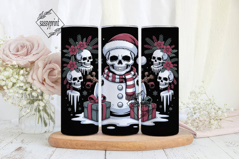 Gothic Christmas Skull Snowman Tumbler Sublimation sassyprint 