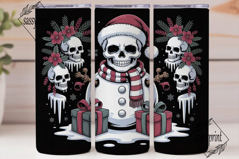 Gothic Christmas Skull Snowman Tumbler Sublimation sassyprint 